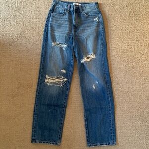 Distressed Blue Denim Jeans